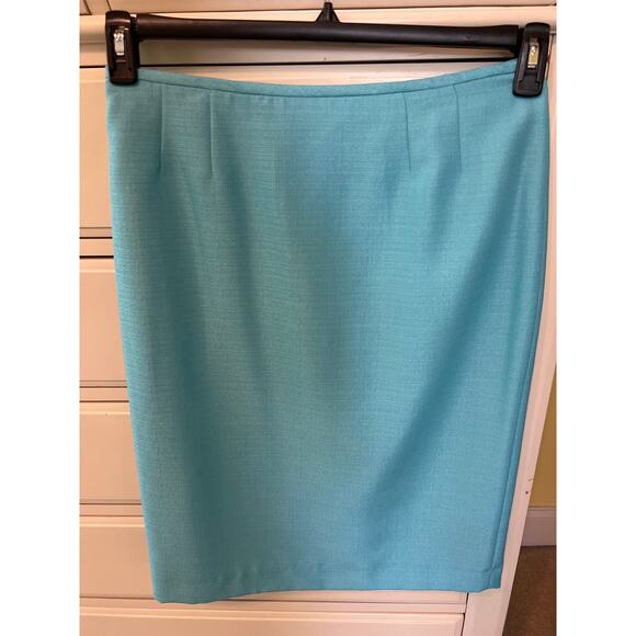 Le Suit Turquoise Blue Skirt Suit Blazer & Skirt Set Women's Size 8 - Picture 6 of 10